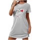 thumbnail image 2 of Camisón corto de talla grande para mujer, camisón de manga corta con estampado de pecho a la moda, camisón para mujer, 2 of 5