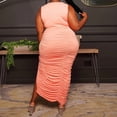 thumbnail image 5 of Pompotops Robe d'Été Mode Femme Grande Taille Couleur Unie Col en U Sans Manches Plissée Extensible Fendue, 5 of 5