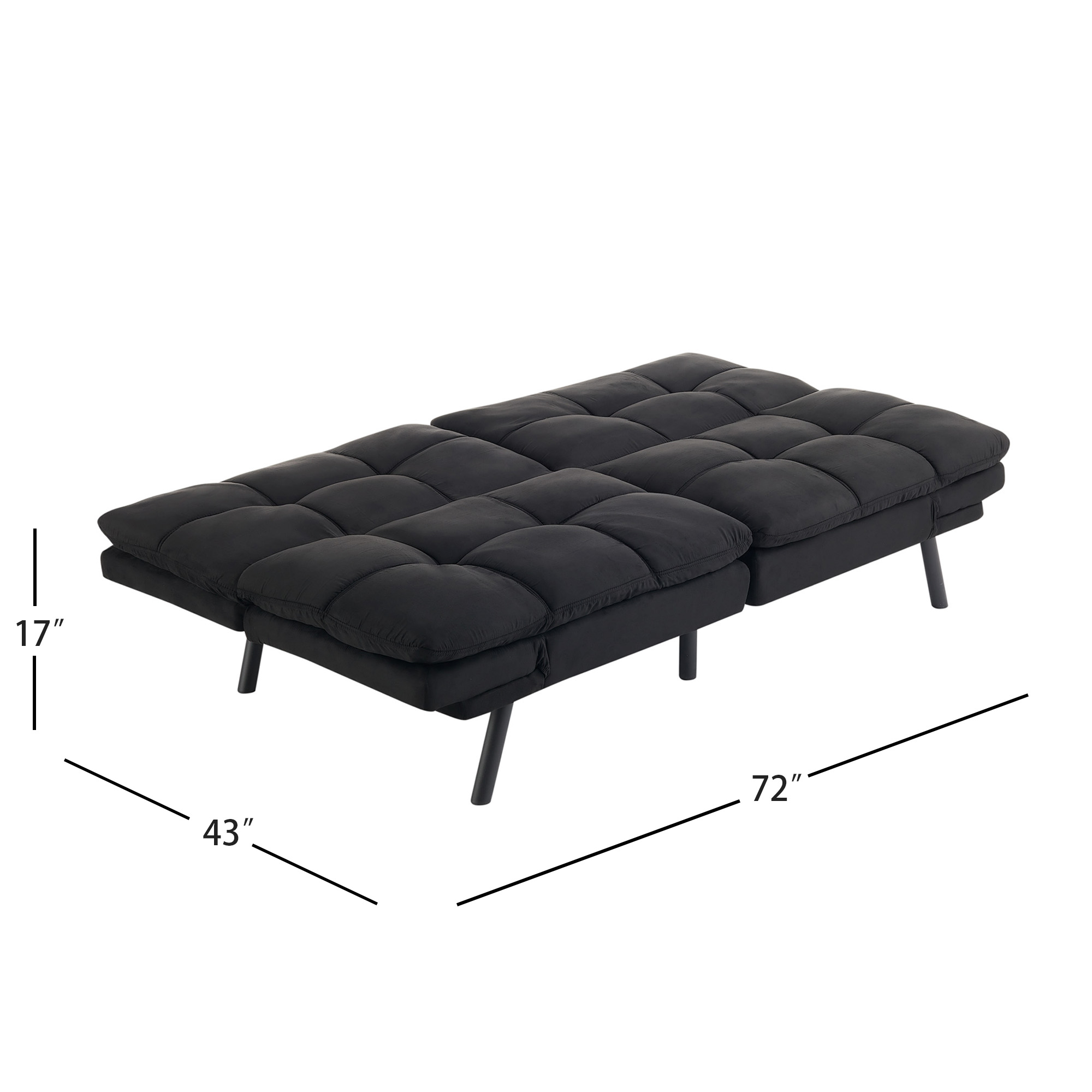 Mainstays 72 in Memory Foam Futon Sofa Bed, Black photo 8