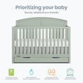 thumbnail image 4 of Dream On Me Storybrooke 5 in 1 Convertible Crib with Under Drawer, Sage Green, 4 of 7