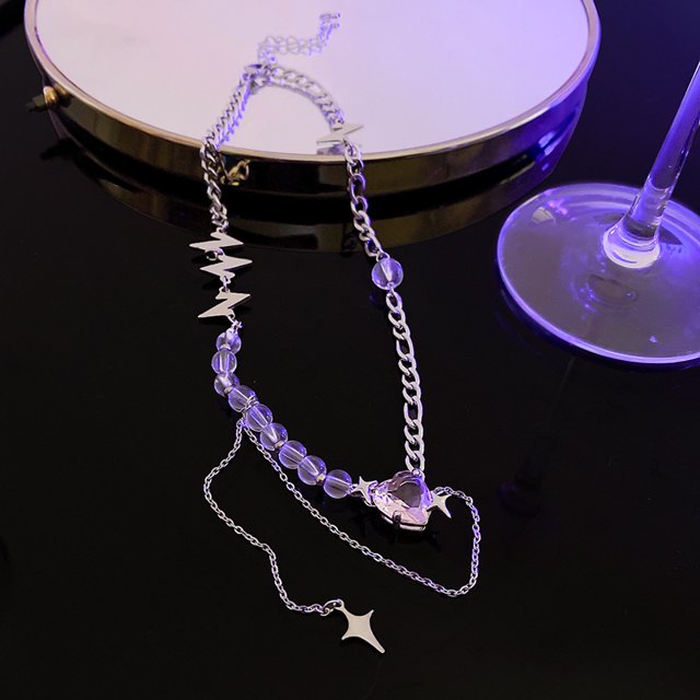 Ins collar de perlas de acero de titanio de moda al por mayor estilo de chica caliente cadena de suéter largo sentido de gama alta cadena fuerte que combina con todo X964 Plata JFHHH pequeña
