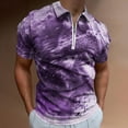 thumbnail image 2 of Purple Wolf Men Zipper T-shirt Summer Casual Short Sleeve T-shirt Top, 2 of 7