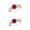 thumbnail image 4 of Minnieouse Anillo de rosa roja 3D para mujer, anillos de diamantes de imitación con hojas, joyería brillante Simple, regalo de señora de estilo europeo seis 2piezas Minnieouse CBP587121, 4 of 5