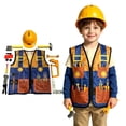 thumbnail image 2 of SUXIAN Boys Halloween Engineer Repairman Costume Set Vest Hat and Tool Props Role Play Outfit for Kids, 2 of 6