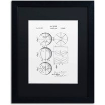 Trademark Fine Art "Basketball Patent 1929 White" Canvas Art by Claire Doherty, Black Matte, Black Frame
