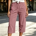 thumbnail image 2 of Tsesme Corduroy Capris for Women Drawstring Elastic Waist Cropped Trousers with Pockets Fall Loose Fits Comfy Bottom Daily Wear, 2 of 8