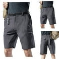 thumbnail image 2 of VSSSJ Men's Hiking Shorts Quick Dry Regular Fit Zipper Button Elastic Waist Knee Length Solid Color Shorts with Pockets Casual High Stretchy Short Pants Gray S, 2 of 9