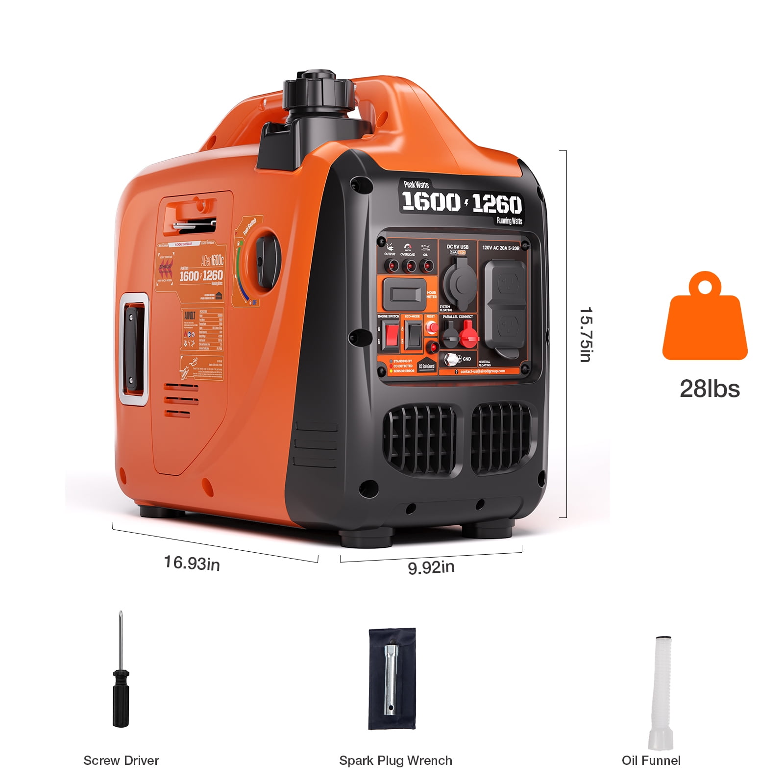 AIVOLT 1600 Watts Gas Powered Portable Quiet Inverter Generators for Home Use Emergency and Camping, EPA Compliant, Low Oil Shutdown