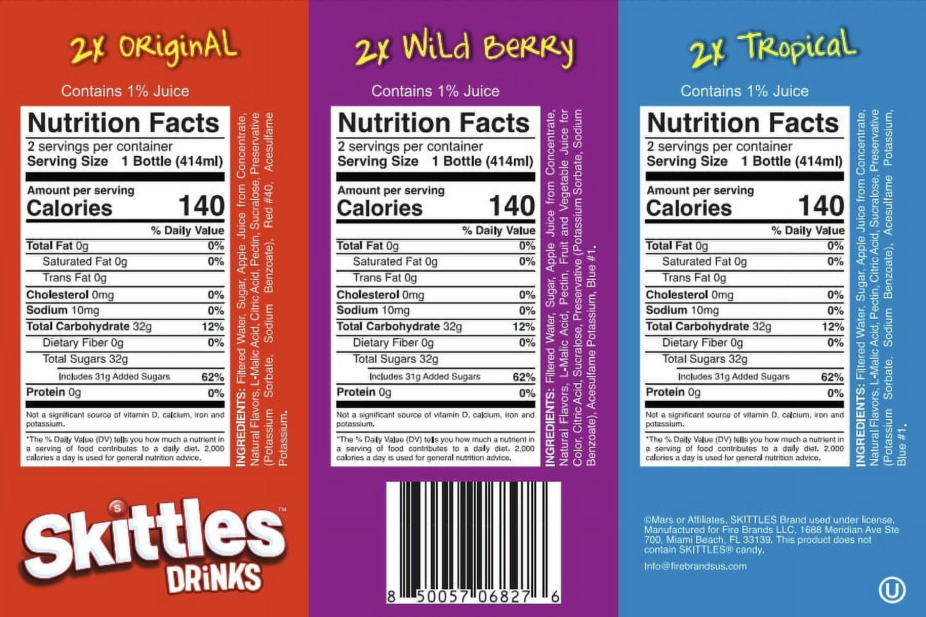 Skittles Drinks 3 Flavor Variety Pack 14oz