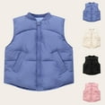 thumbnail image 5 of Children's Boys Girls Outerwear Vests Casual Solid Color Sleeveless Lightweight Top Warm Soft Thickened Jackets Beige 11 Years, 5 of 5