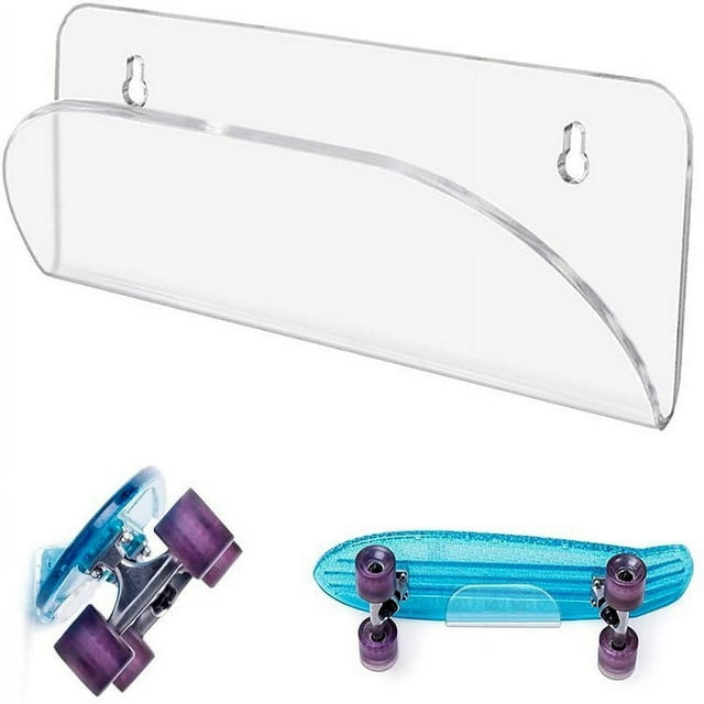 Skateboard Wall Mount, Longboard Invisible Clear Hanger Display Rack Shelf, for Fits Skateboard, Longboard, Skis, Snowboards, Water Skis and Electric Skateboard