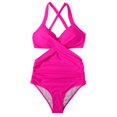 thumbnail image 5 of JUNWELL Women‘s Summer Seaside Ruched Halter One Piece Swimsuit Tummy Control V Neck Bathing Suit Fashion Printed Cutout Swimwear, 5 of 5
