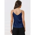 thumbnail image 3 of DARING DIVA Satin Cami Silky Strap Top Lounge Pajama Camisole L Navy, 3 of 6
