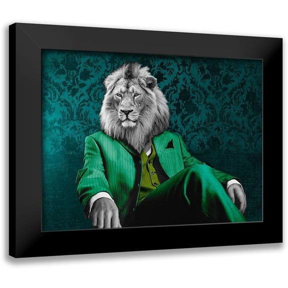 VizLab 14x12 Black Modern Framed Museum Art Print Titled - Pensive Leader - Pop Version