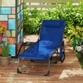 thumbnail image 4 of Yardi Yarda Folding Outdoor Chaise Lounge Chair Tanning Chair with 5-Level Adjustable Back, Side Table, Pillow, Pocket, Dark Blue, 4 of 11