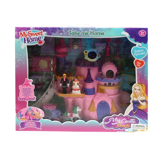 Fairy Princess Castle Play Set for Your Little Princess! Forest & Twelfth Prince & Princess Figures, Horse & Coach, Castle Play House with Furniture, Accessories, Lights & Sounds, Wonderful Gift