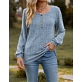 thumbnail image 4 of Womens Blouse Button Down Tops Puff Long Sleeve Shirts For Women Basic Solid Color Fall Ladies Tops Cogild, 4 of 6
