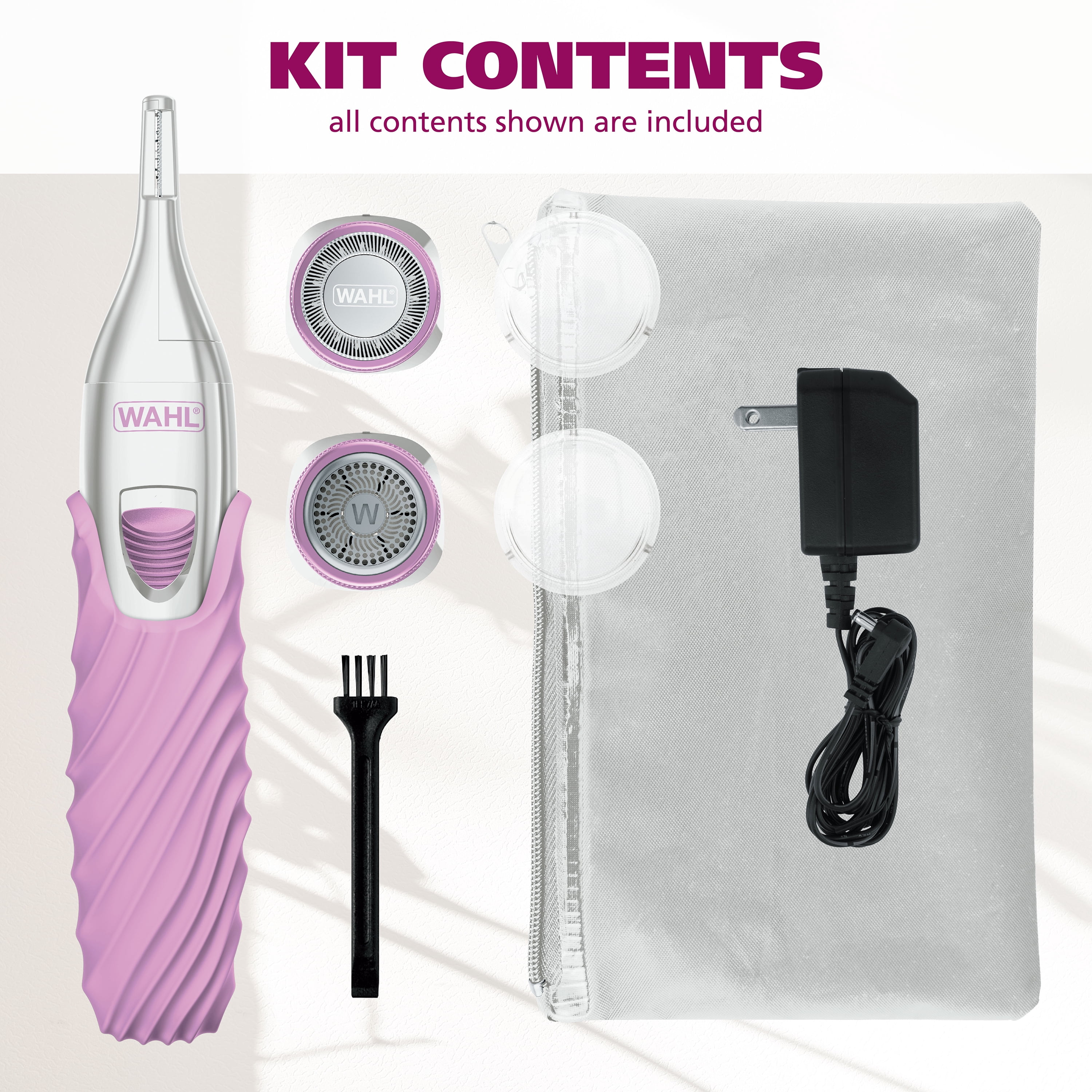 Wahl Be Radiant Facial Refiner, Wet/Dry Trim Shave, Rechargeable Pink-Silver - 3031334