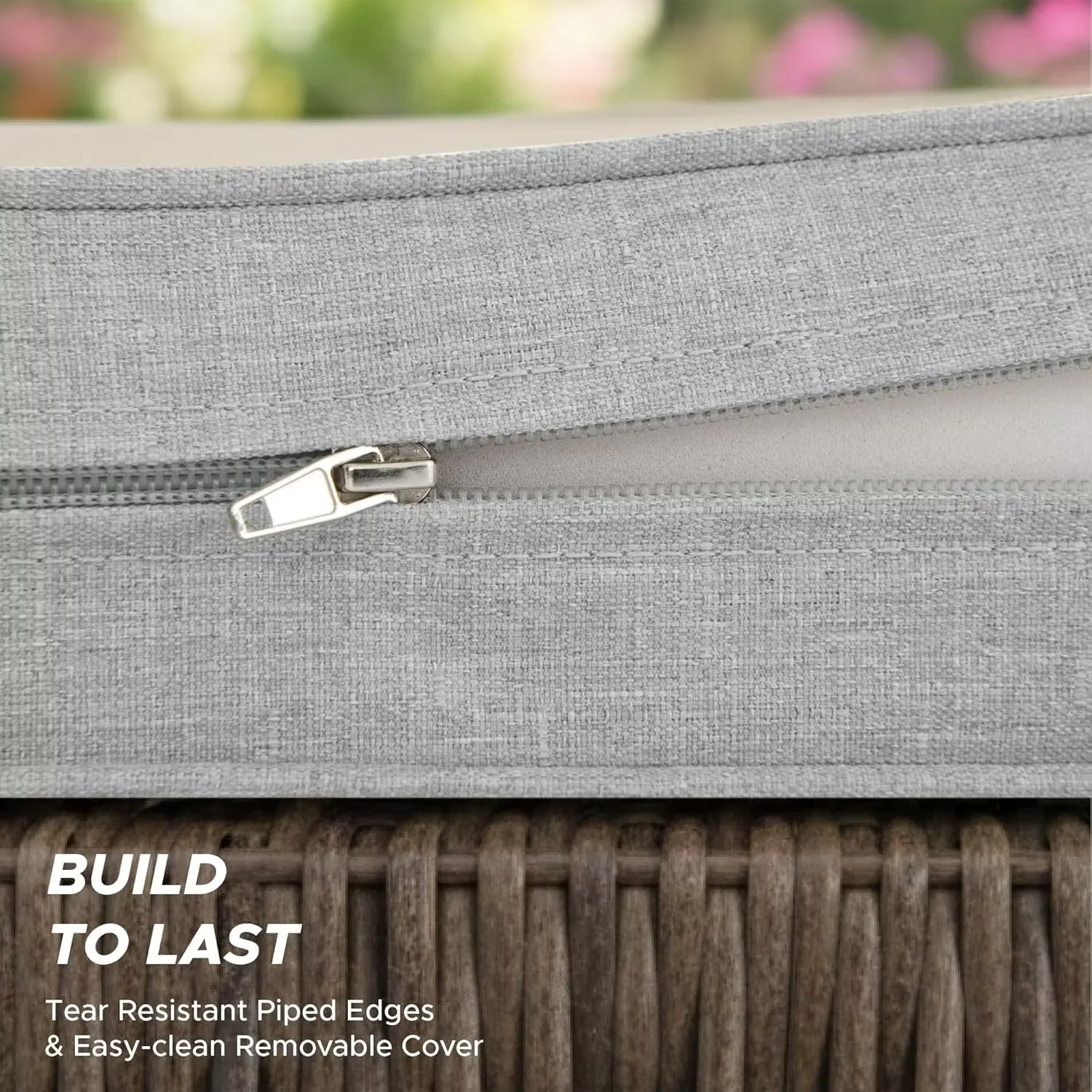 Ottowood Outdoor Bench Cushion 42" x 16", Light Grey - Water & Fade Resistant Patio Furniture Cushions, Non-Slip Bench Seat Pad with Linen Textured Removable Cover for Garden Porch Sofa Settee
