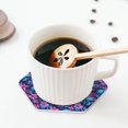 thumbnail image 5 of Lsque Blue Skull Flower Pattern 4" Drink Coasters Set of 4, PVC Leather Absorbent Coasters, Table Coaster Set Decorative Coffee Cup Coasters Housewarming Gift -Hexagon, 5 of 6