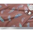 thumbnail image 2 of Soimoi Crepe Silk Fabric Stripe Feather Decor Fabric Printed Yard 42 Inch Wide, 2 of 3