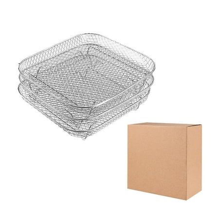 

3 Pieces Air Fryer Rack Air Fryer Basket Fruit Stand Toast Rack Home Kitchen Supply Mesh Basket Set Grill Rack Fried Basket square 21cm