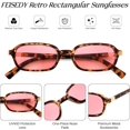 thumbnail image 4 of FEISEDY Retro Rectangular Sunglasses for Women Men 90s Small Vintage Fashion Square Sunnies B0282, 4 of 16