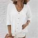 thumbnail image 2 of Sudadera,Camiseta de manga larga con cuello en V para mujer, blusa informal lisa, tejido de poliéster suave, cómoda para uso diario, sopatenor, 2 of 9