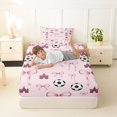 thumbnail image 3 of Manfei Cute Ribbon Bowknot Twin Fitted Sheet,3D Cartoon Football Print Bedding,2-Piece,1 Fitted Sheet and 1 Pillowcase, 3 of 6