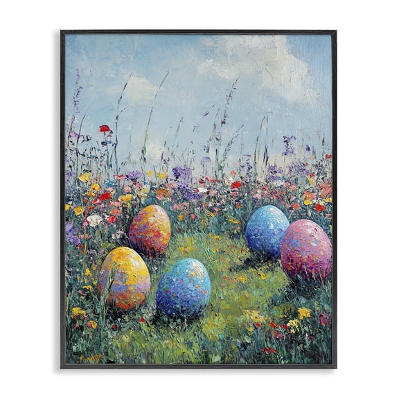 Stupell Industries Transitional Vibrant Egg Hunt Scene Black Framed Giclee Art, 11 x 14, by Franklyn Gregory