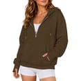 thumbnail image 6 of vigerkar Womens Quarter Zip Pullover Casual Long Sleeve Sweatshirts Half Zip Hoodie 2026 Trendy Fall And Winter Clothes (Coffee, M), 6 of 9