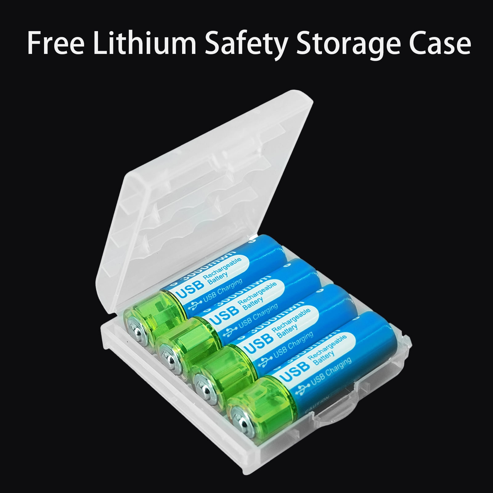 Palogreen AA USB Rechargeable Battery 4-Pack 1.5V Type-C Lithium Double A Batteries 3000mWh with Battery Case fot Solar Light