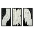 thumbnail image 2 of Designart "Transient Essence Monochrome Abstract Symphony II" Abstract Painting Framed Wall Art Set Of 3 - Black Modern Frame Gallery Wall Set For Home Decor, 2 of 6