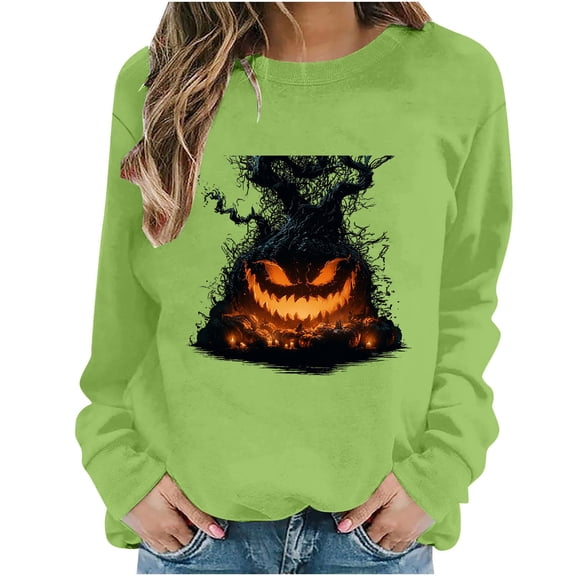 Sweatshirts for Women Halloween Printed Long Sleeve Hooded Hoodie