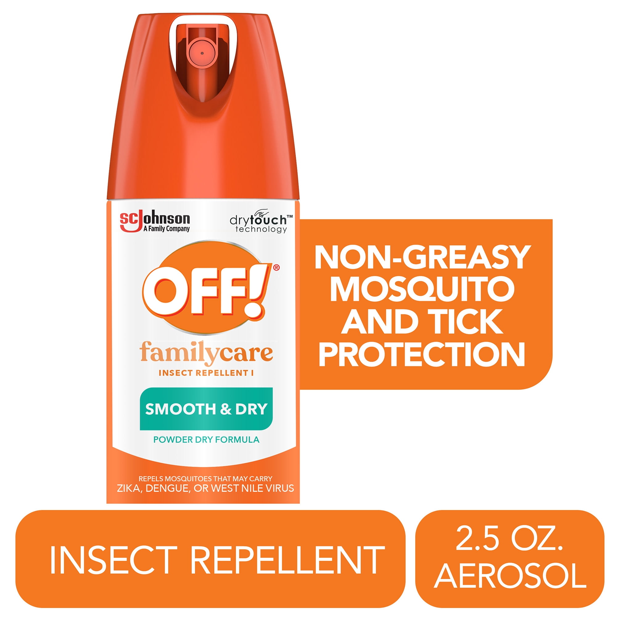 OFF! FamilyCare Insect Repellent I, Smooth & Dry Spray, Outdoor Mosquito Repellent, 2.5 OZ.