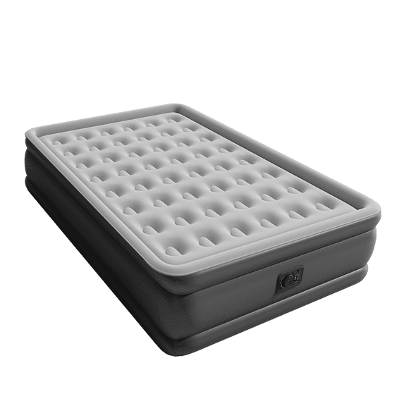 Full Air Mattress with Built-in Pump 18" Top Flocking,Raised Comfort,Fast Inflation/Deflation Foldable Portable Air Bed with Storage Bag for Home,Camping,Guests Gray