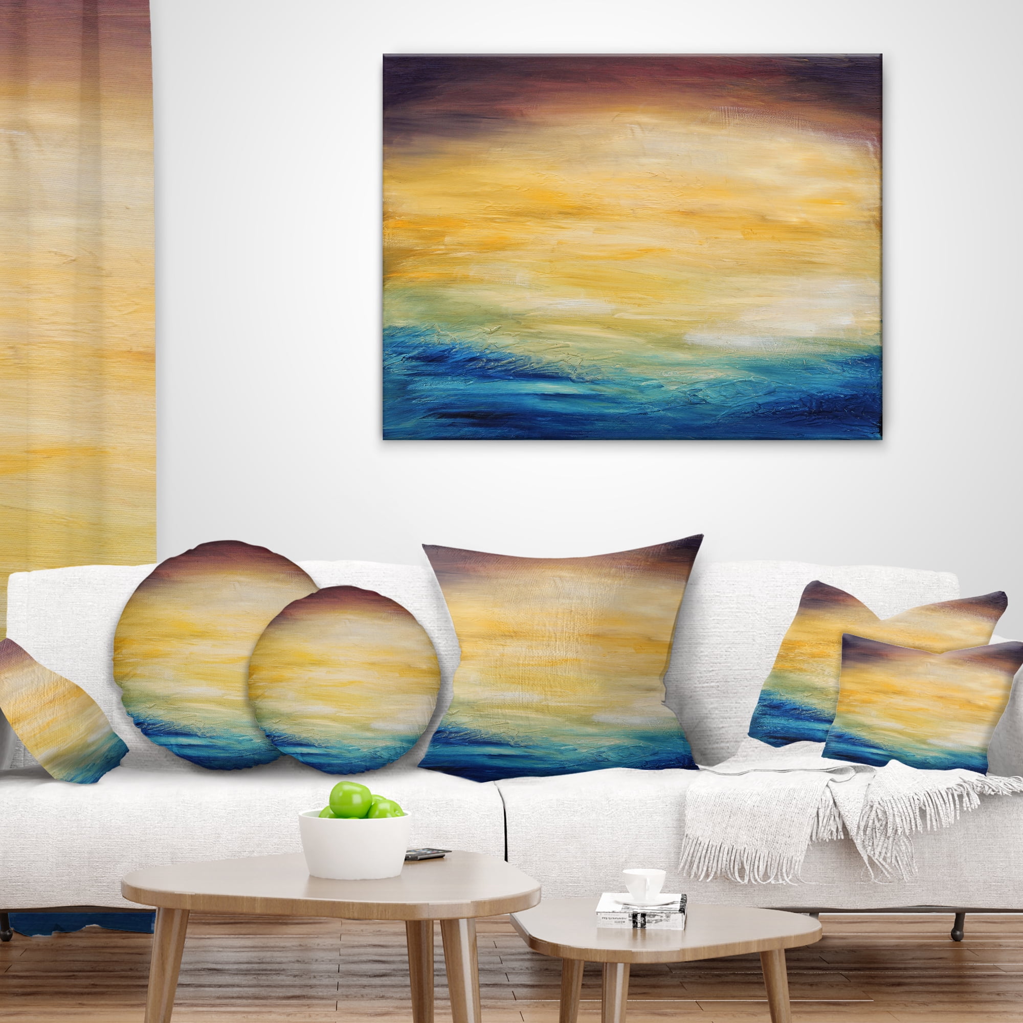 Designart Abstract Water Sunset - Abstract Throw Pillow - 18x18