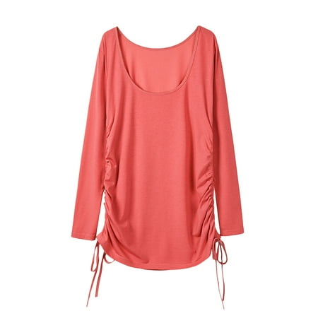 

SELONE Summer Dresses for Women 2023 Beach Dresses for Women Long Sleeve Corset Crewneck Tight Solid Color Long sleeved Drawstring Crew Neck Fashion Beach Classy Y2K Soft Basic Watermelon Red M