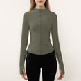 thumbnail image 1 of Ropa de yoga de otoño e invierno, corte ajustado, de moda, adelgazante, manga larga, cuello alto, para correr, con cremallera, top de fitness, abrigo deportivo para mujer, 1 of 5