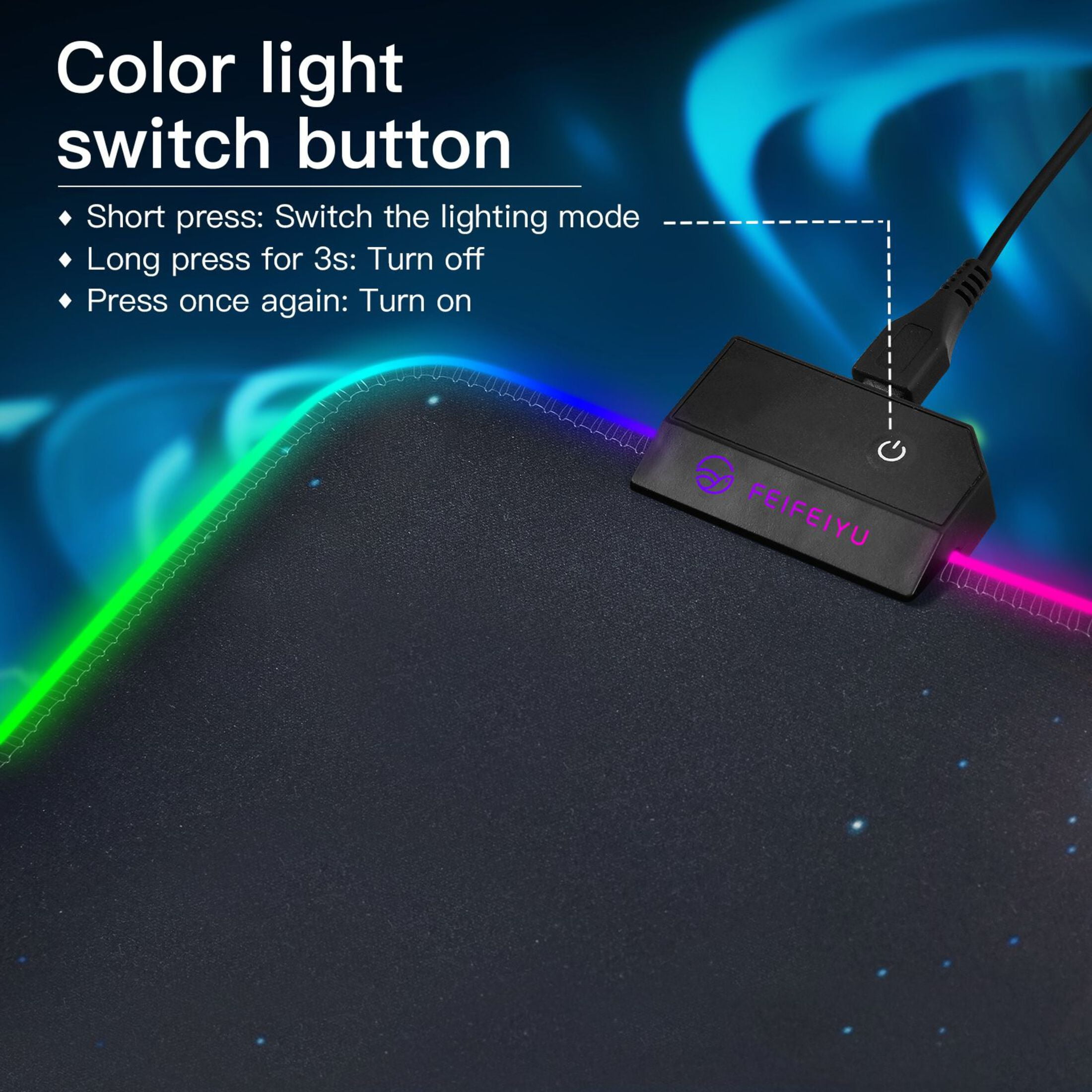 Large RGB Gaming Mouse Pad Led Glowing Mousepad Non-Slip Rubber Base 13 Light Modes 35.4x15.7 Starry Sky Color Deer