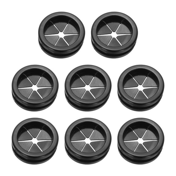 Uxcell 1" Drill Hole Rubber Grommets, 8Pcs Desk Grommet Cable Grommet, Black