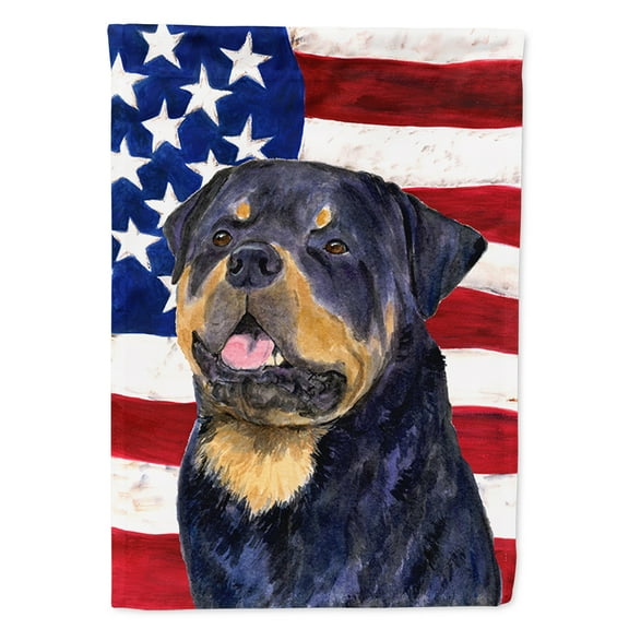 USA American Flag with Rottweiler Flag Canvas House Size