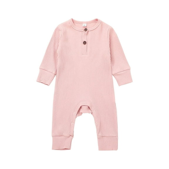 JYYYBF Infant Baby Boy Girl Long Sleeve Romper Newborn Solid Color One Piece Ribbed Knit Jumpsuit Long Pants Unisex Basic Homewear