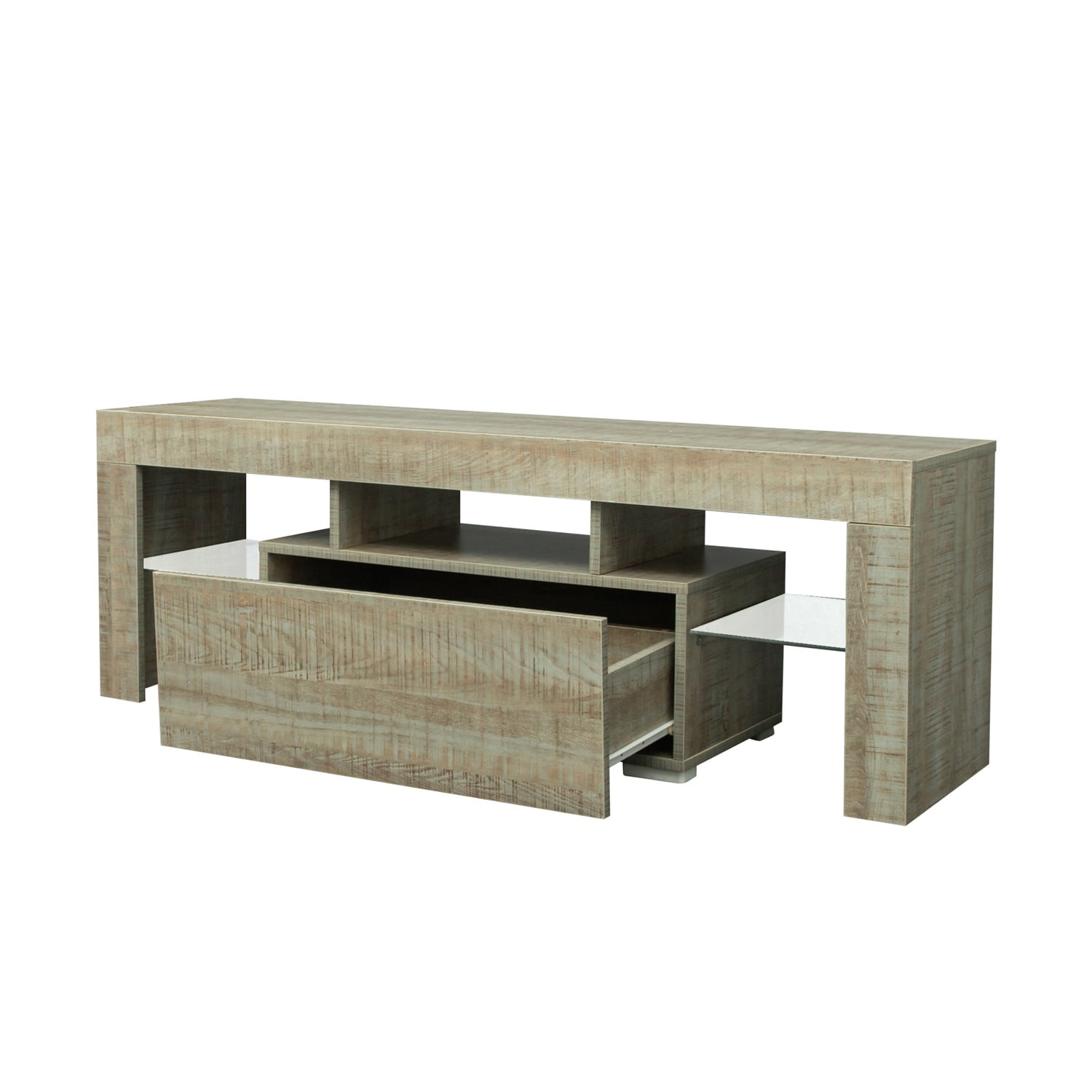 Kadyn TV Stand, Particle Board TV Cabinet Entertainment Center with LED RGB Lights and Storage, Gray High Gloss TV Console Table for TVs up to 55" Kadyn TV Stand, Particle Board TV Cabinet Entertainment Center with LED RGB Lights and Storage, Gray High Gloss TV Console Table for TVs up to 55"