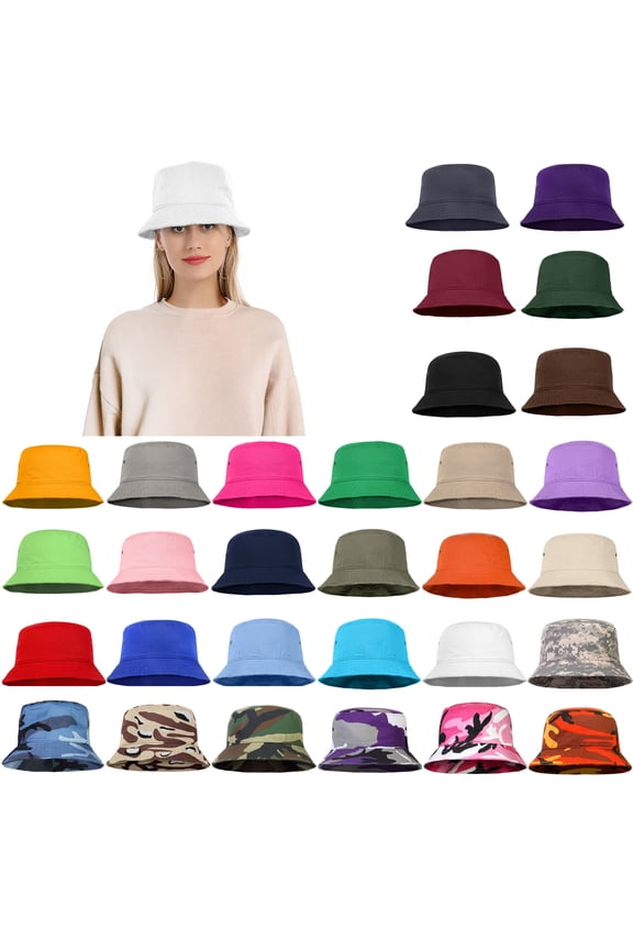 Bucket Hat for Men Women Unisex 100% Cotton Packable Foldable Summer Travel Beach Outdoor Fishing Hat - LXL White