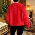 thumbnail image 4 of uublik Fleece Jacket Women Red Open Front Long Cardigan Coat Warm Winter Outwear Jackets, 4 of 6