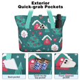 thumbnail image 2 of Tote Bag for Women - Dark Green Christmas Tree and House Pattern Shoulder Bag - Large Utility Work Duffle Bag with Zipper Handbag for Travel, Work, Sprots, 2 of 5