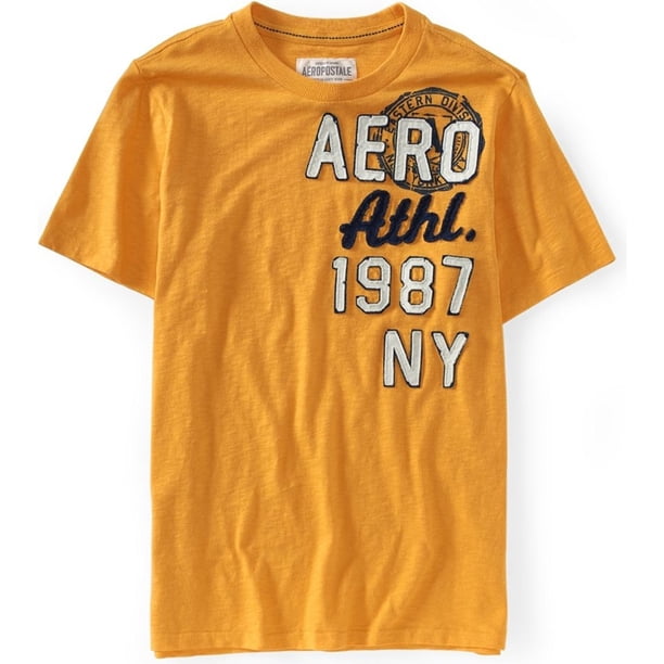 Aeropostale Hombres Aero Athl. Camiseta gráfica de 1987, amarilla, extragrande Aeropostale Camiseta gráfica