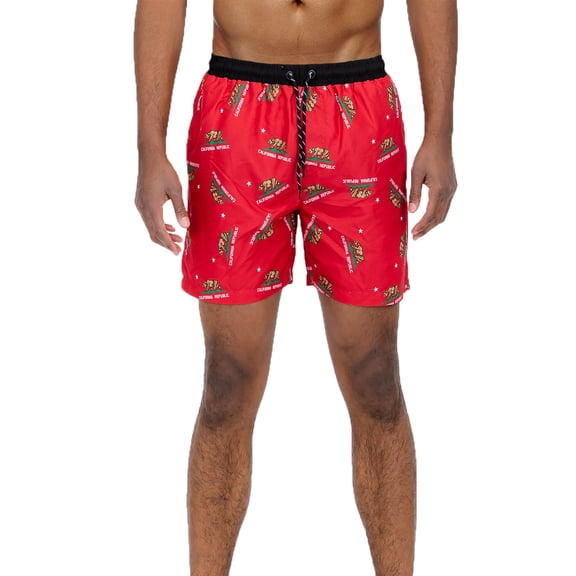 Weiv Men's California Republic Swim Trunks 5.5" Quick Dry Beach Swim Shorts for Men with Mesh Lining