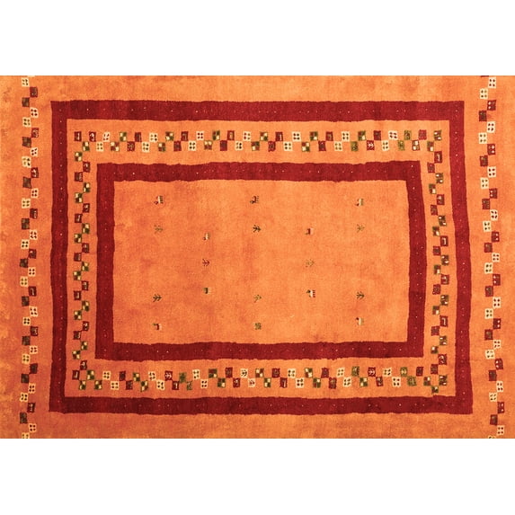 Ahgly Company Indoor Rectangle Abstract Orange Contemporary Area Rugs, 7' x 9'